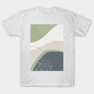 Modern Abstract Organic Shapes in Green, Grey and Neutral Tones T-Shirt